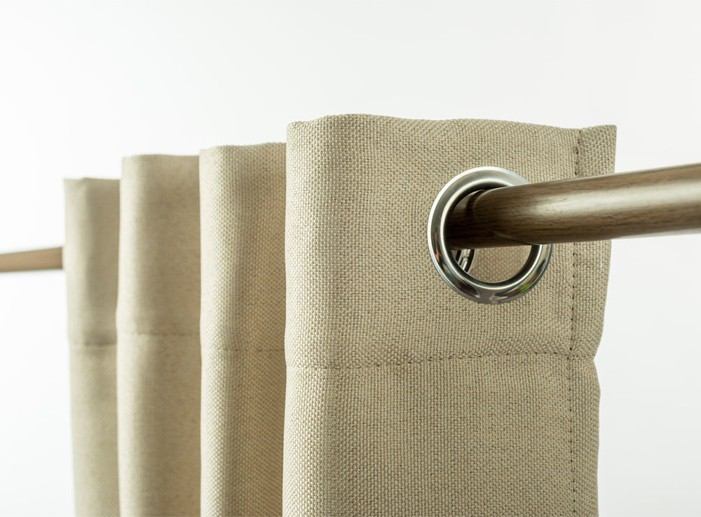 Linen Blackout Curtains Eyelet  3-Layer Woven Blockout Drapes Textured 1Panel