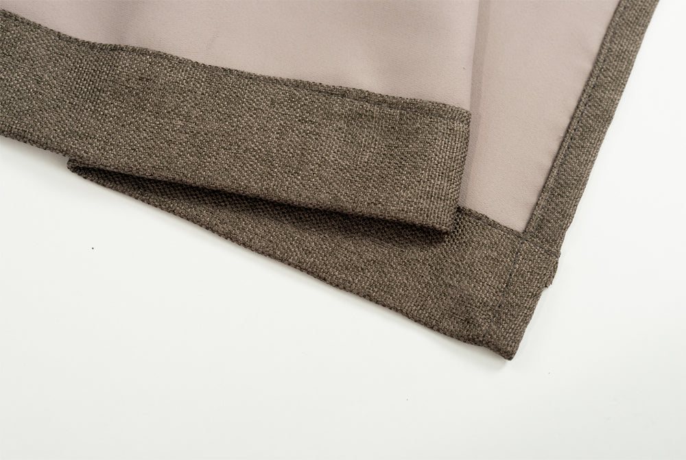 Linen Blackout Curtains Eyelet  3-Layer Woven Blockout Drapes Textured 1Panel