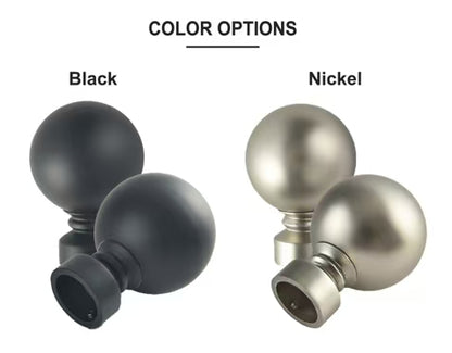 2PCS Metal Curtain Pole Rod Finials Ends Metal Heads Ball Ends fit for 22~25mm Pole
