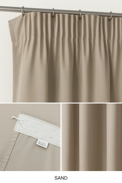 Blackout Curtain  Pencil Pleat 3-Layers Woven  Blockout  Drapes Room Darkening 213cm Drop 1 Panel