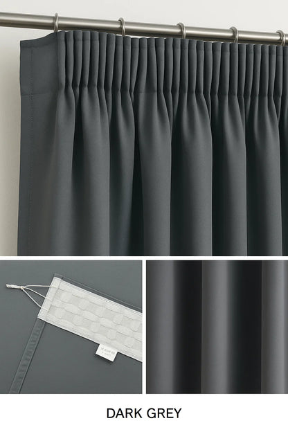 Blackout Curtain  Pencil Pleat 3-Layers Woven  Blockout  Drapes Room Darkening 213cm Drop 1 Panel