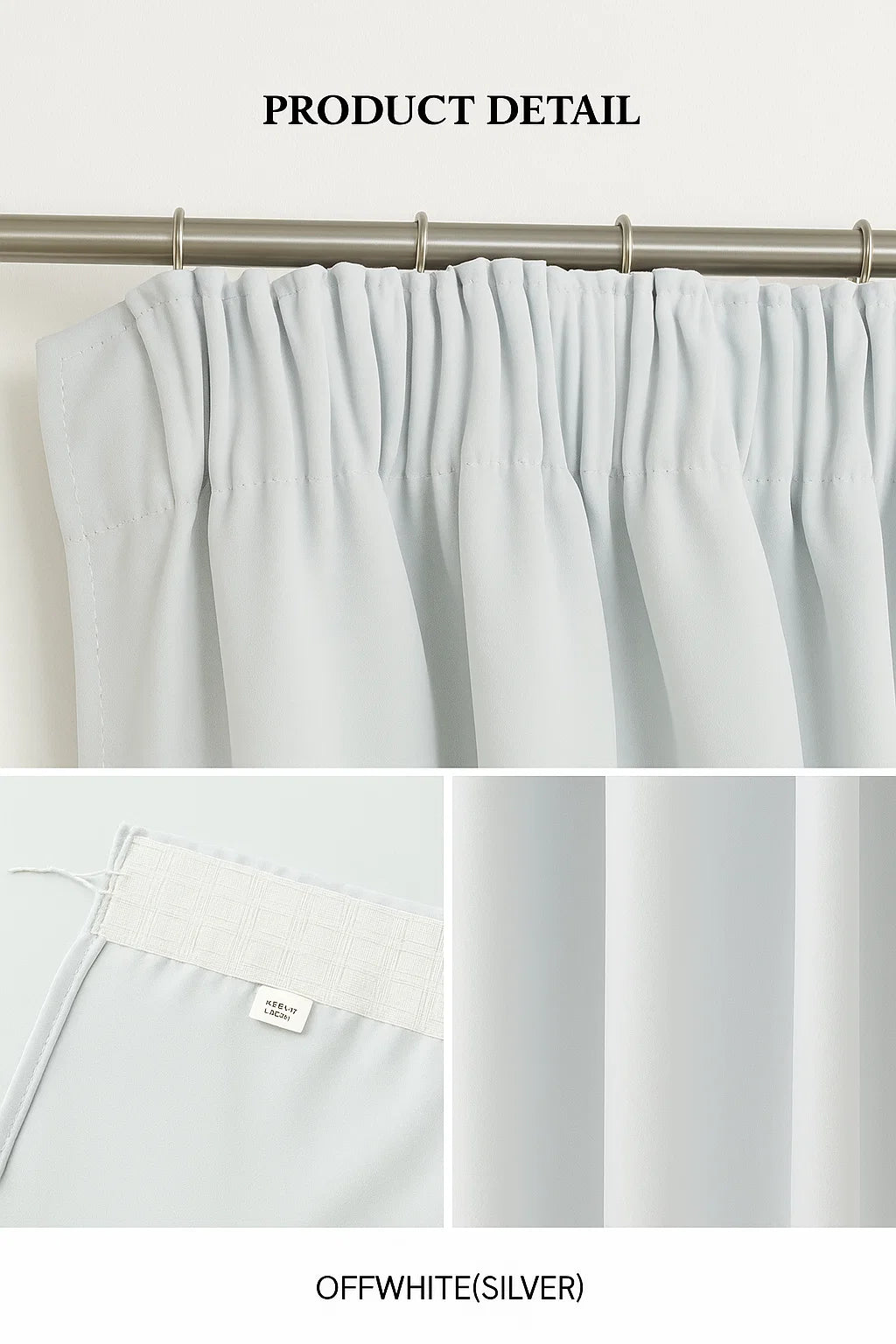Blackout Curtain  Pencil Pleat 3-Layers Woven  Blockout  Drapes Room Darkening 213cm Drop 1 Panel