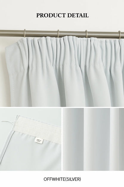 Blackout Curtain  Pencil Pleat 3-Layers Woven  Blockout  Drapes Room Darkening 213cm Drop 1 Panel