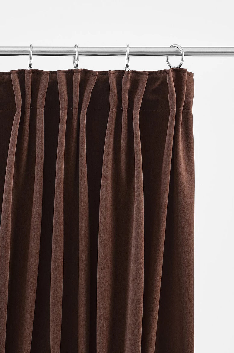Linen Blackout  Pinch Pleat Curtains 3-Layer Woven Drapes Blockout Textured 230cm Drop 4 Colors 1 Panel