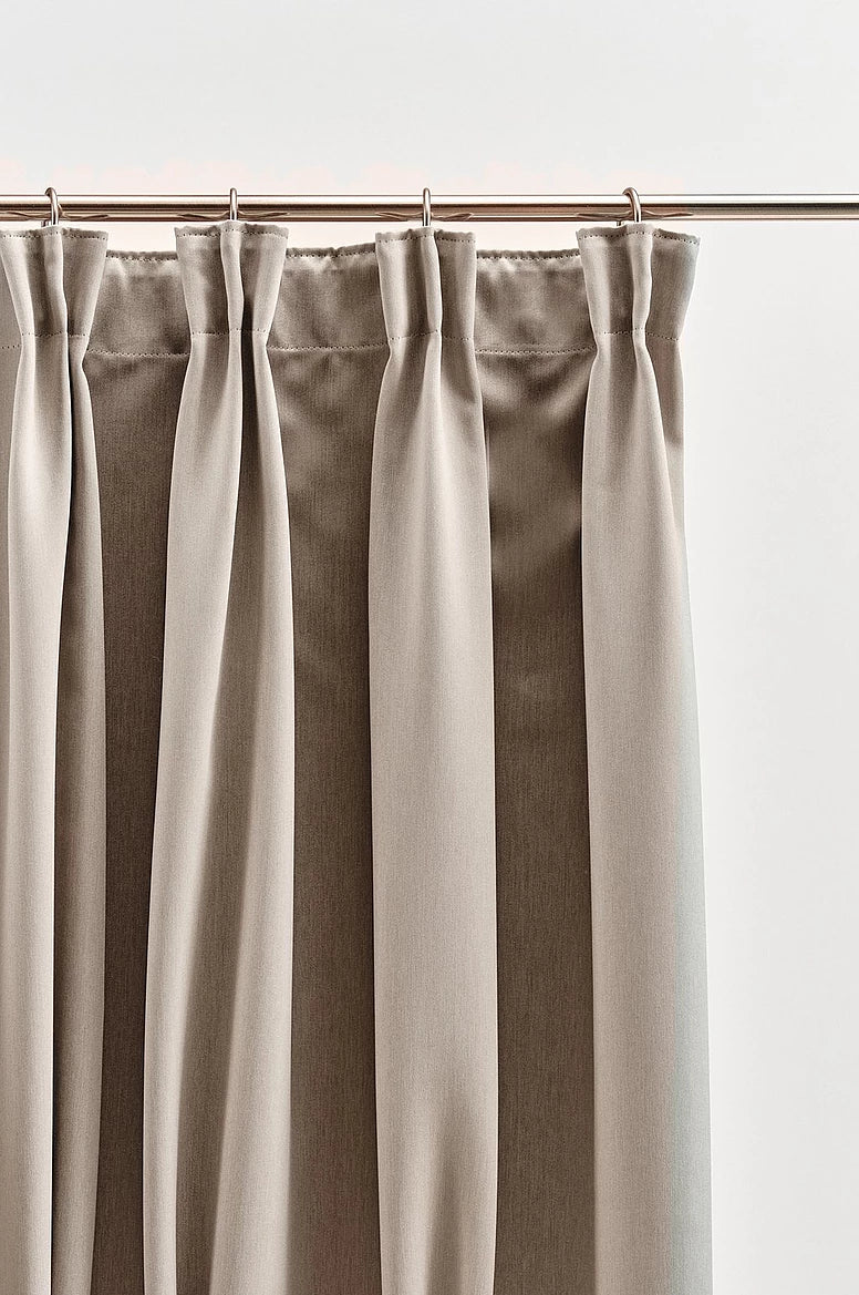 Linen Blackout  Pinch Pleat Curtains 3-Layer Woven Drapes Blockout Textured 230cm Drop 4 Colors 1 Panel