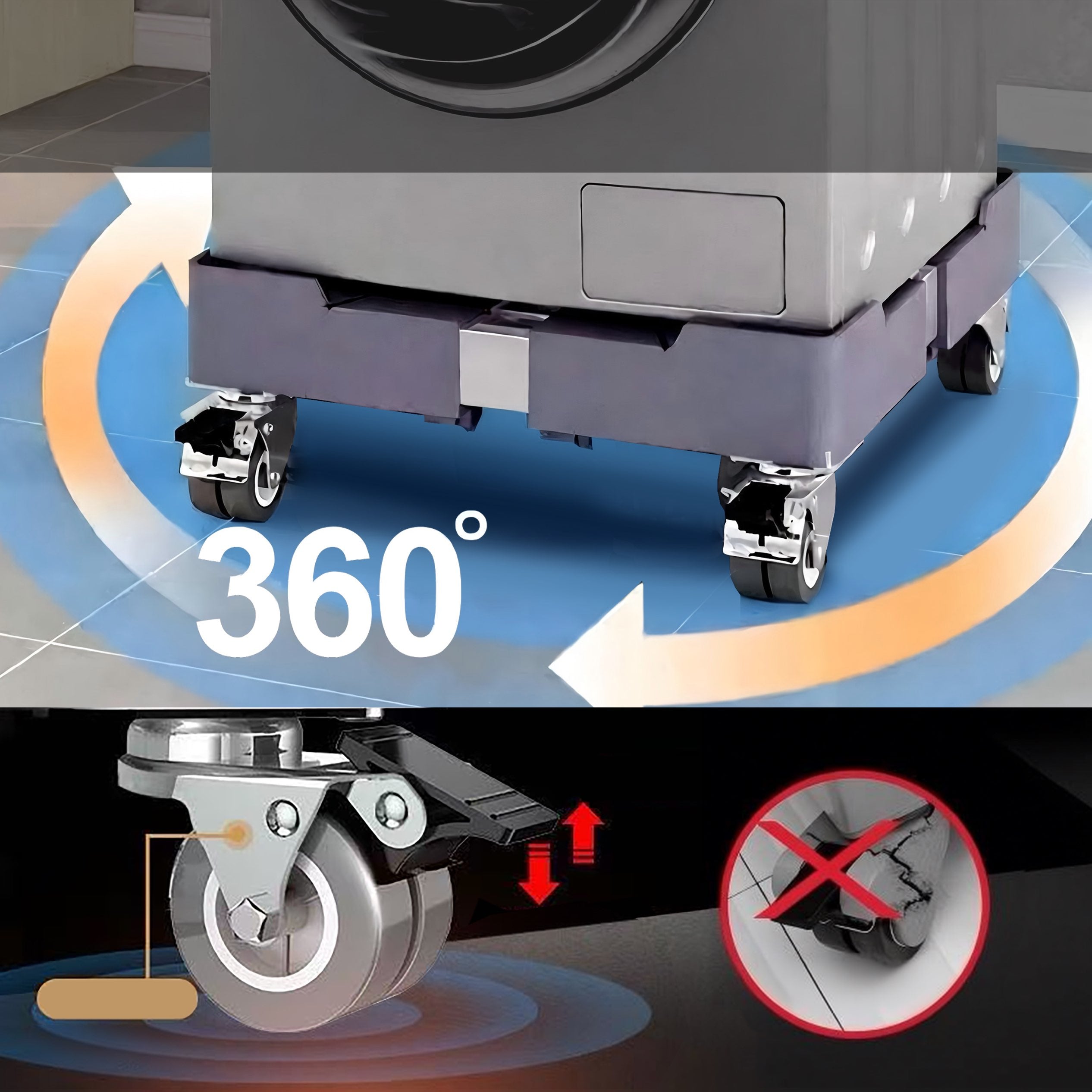 Heavy-Duty Adjustable Trolley Base Stand with Wheels – For Washing Machines, Fridges & Other Heavy Load Easy move
