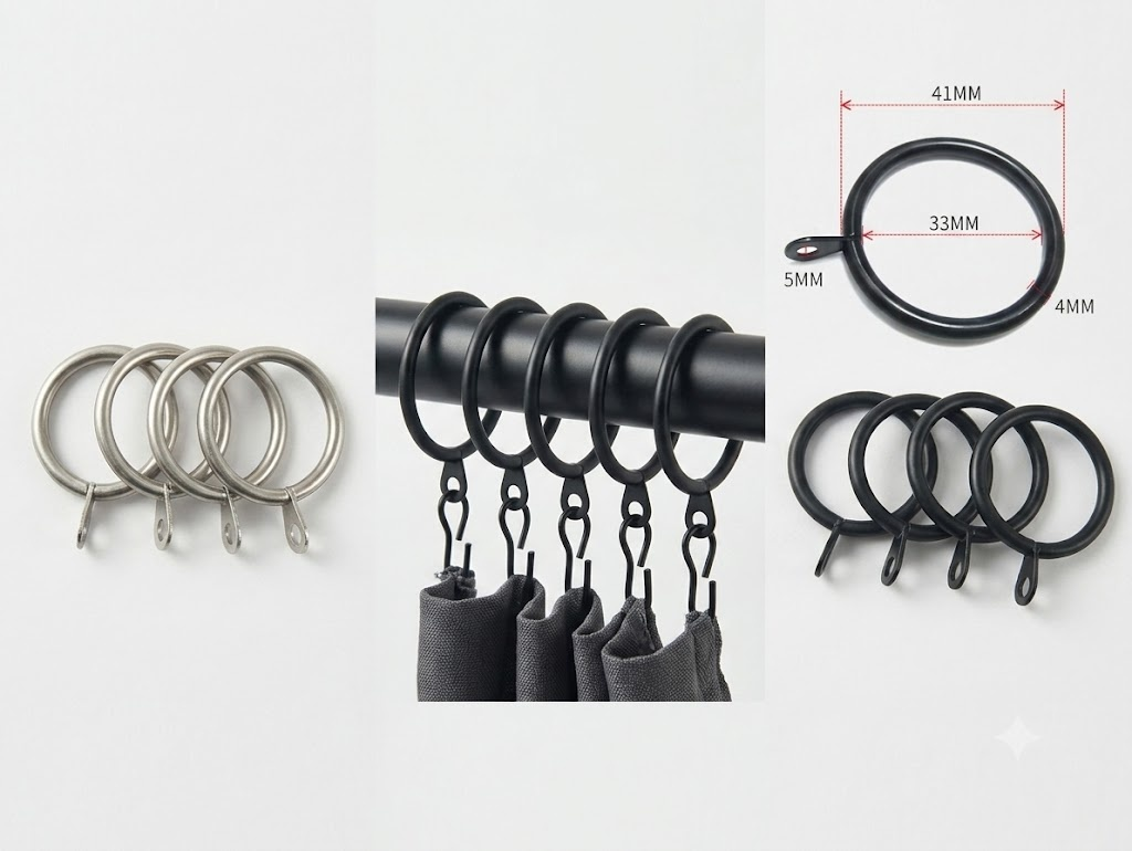 Metal Curtain Rings Silver and Black 10pcs