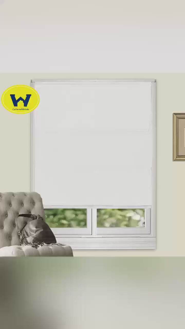Load video: 100% Blackout Roman Shade Flat Microfiber Blind Coated Thermal Insulation