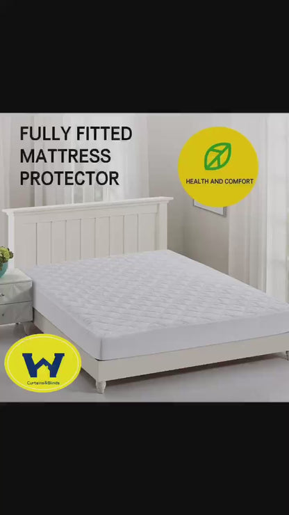 Fully Fitted Mattress Protector White Waterproof Quilted Cover All Full 7 Sizes