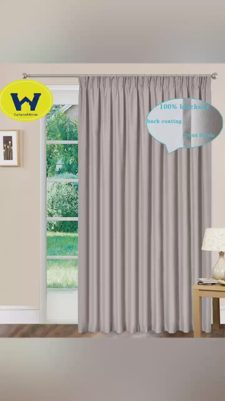 Load video: 100% Blackout  Pinch Pleat Curtains Microfiber Coated Drapes Thermal Insulation Room Darkening - 2 Panels