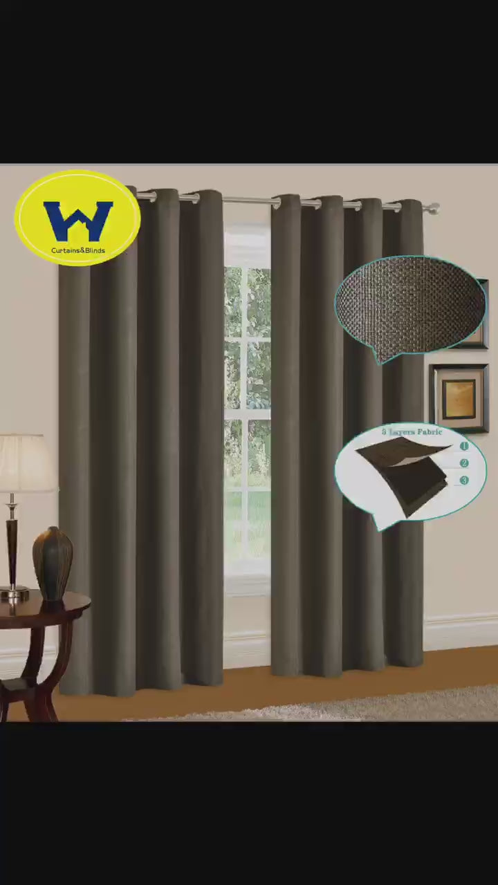 Load video: Linen Blackout Curtains Eyelet  3-Layer Woven Blockout Drapes Textured 1Panel
