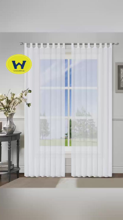 2Panels Sheer Tab Top Voile Curtain Loop Window Drapes Many Colors 1Pair