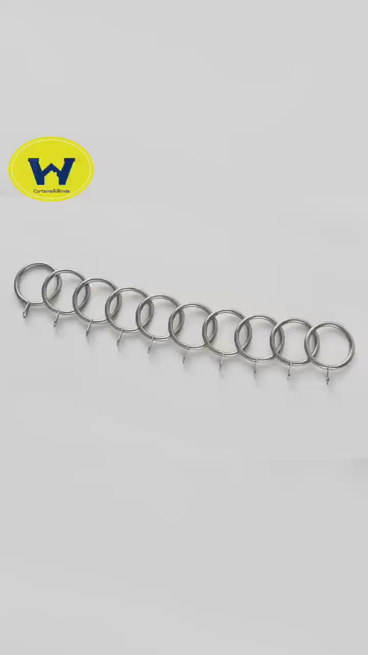 Load video: Metal Curtain Rings Silver and Black 10pcs