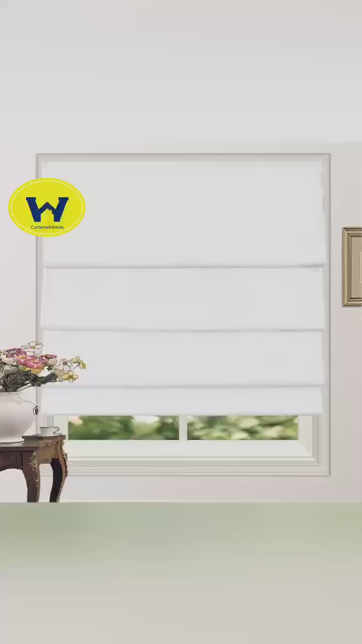 Load video: 100% Blackout Roman Shade Pleated Microfiber Blind Coated Thermal Insulation