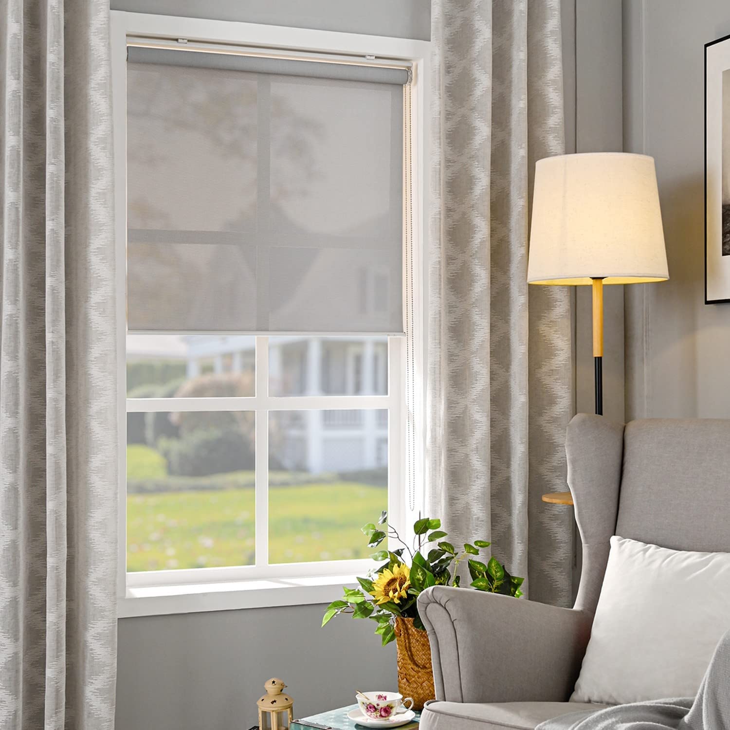Custom Size Sunscreen Roller Blinds Sun Shade Light Filtering Made to Measure