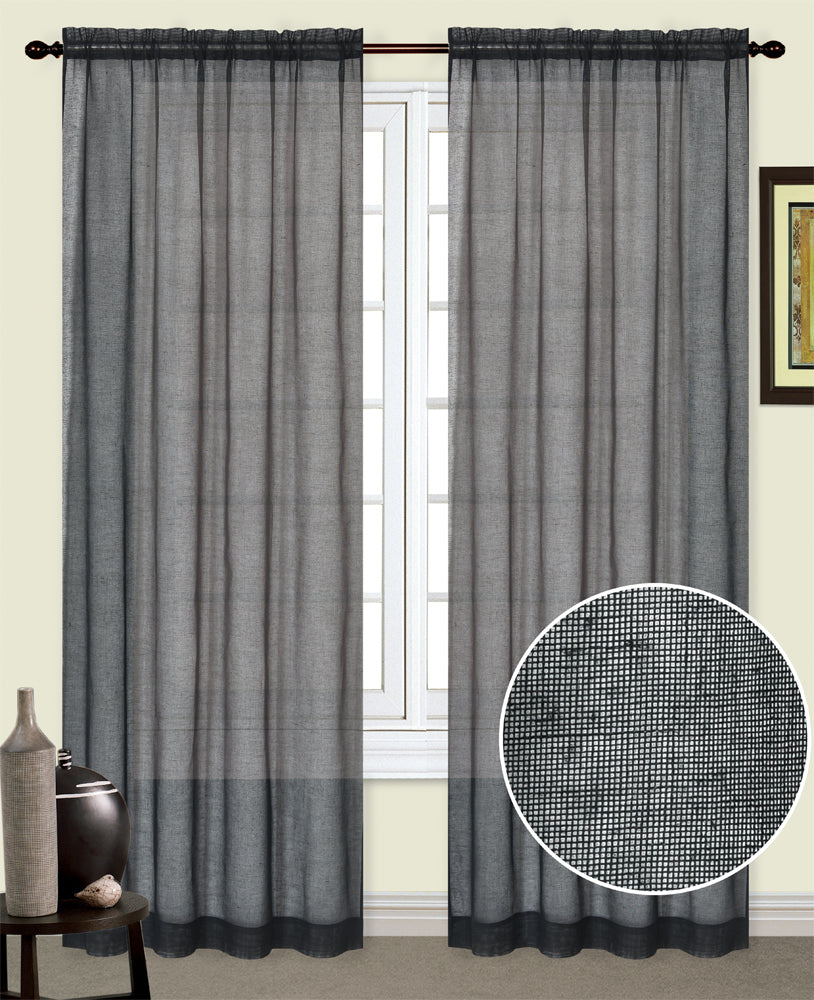 Linen Sheer Curtains Rod Pocket  Drapes Home Decor 200cm/245cm Drop 1 Panel