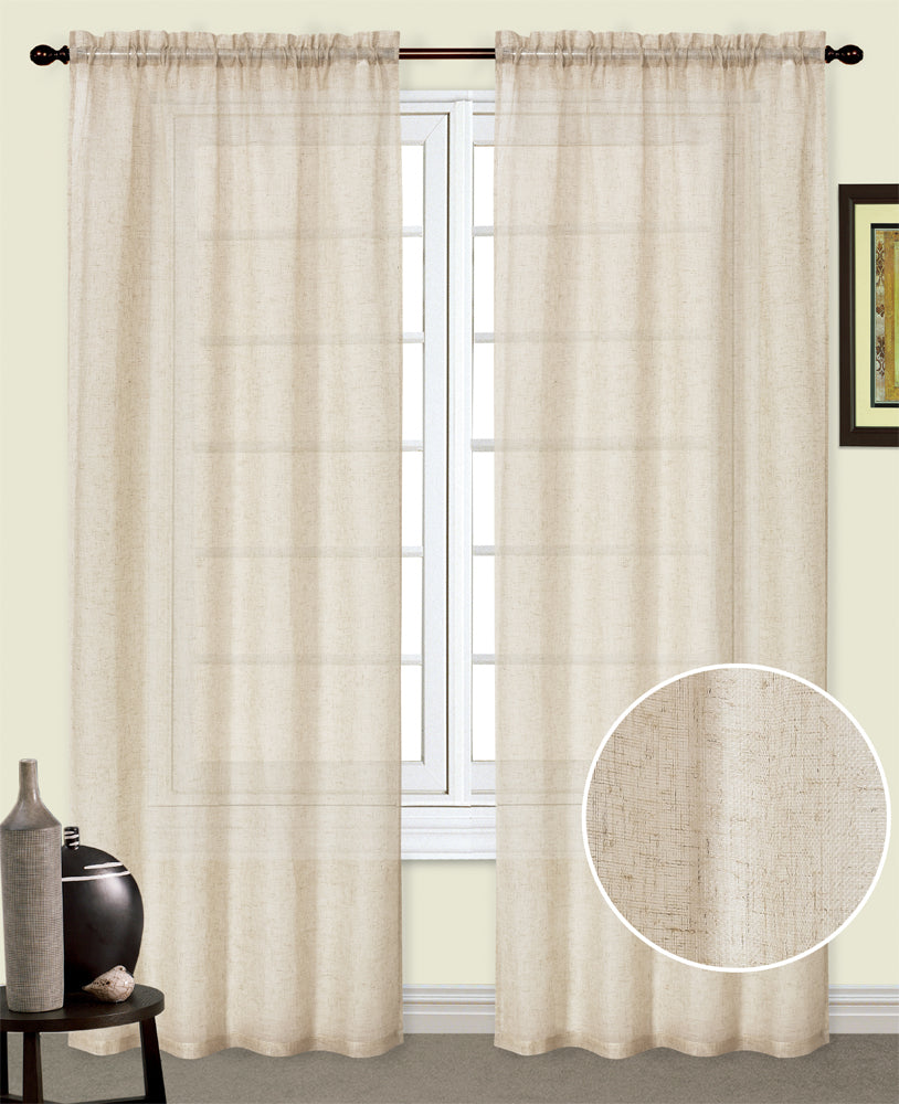 Linen Sheer Curtains Rod Pocket  Drapes Home Decor 200cm/245cm Drop 1 Panel