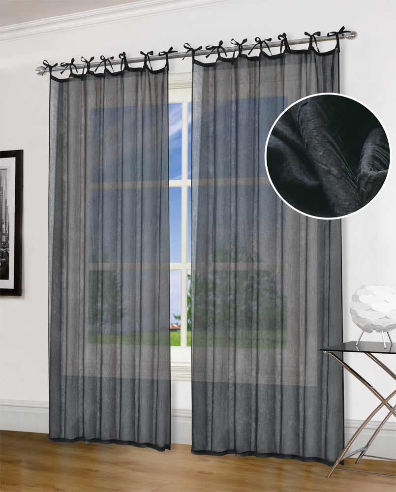 Tie Top Voile Curtains Semi Sheer Loop Window Drapes Many Colors 2 Panels 1Pair