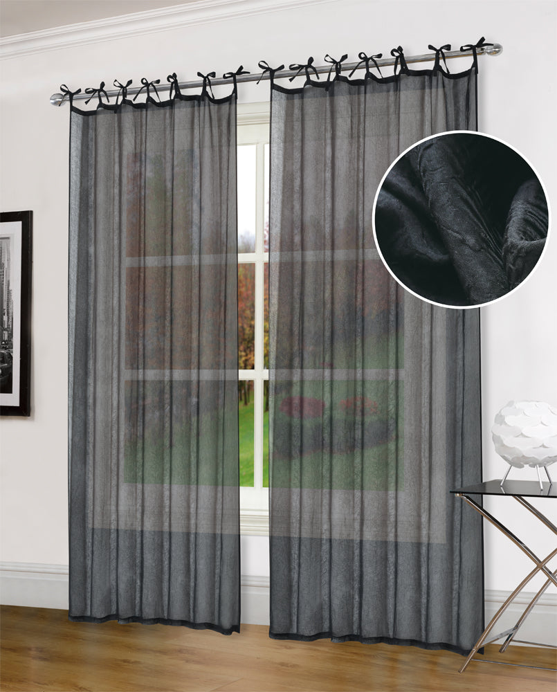 2Panels Sheer Tie Top Voile Curtain Loop Window Drapes Many Colors 1Pair