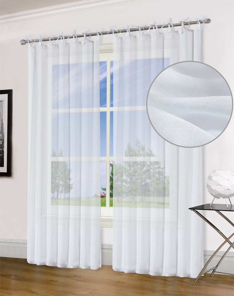 Tie Top Voile Curtains Semi Sheer Loop Window Drapes Many Colors 2 Panels 1Pair