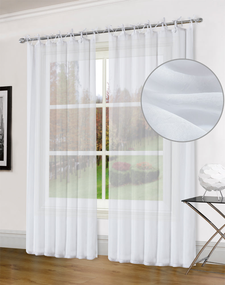 Tie Top Voile Curtains Semi Sheer Loop Window Drapes Many Colors 2 Panels 1Pair