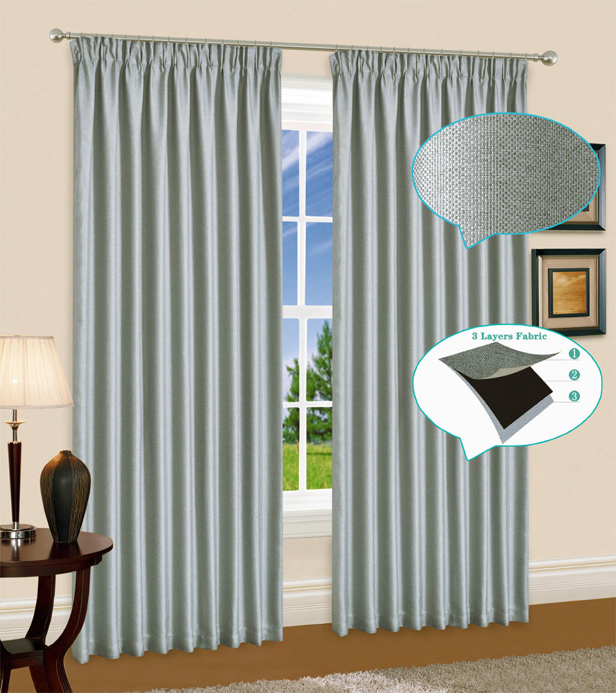 Linen Blackout Curtain Pinch Pleat Blockout 230cm Drop 4 Colors 1 Panel