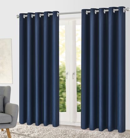 Blackout Eyelet Curtain Pure Fabric Blockout Drapes Room Darkening 6 Colors