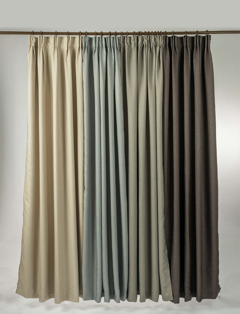 Linen Blackout  Pinch Pleat Curtains 3-Layer Woven Drapes Blockout Textured 230cm Drop 4 Colors 1 Panel