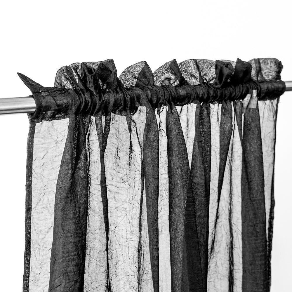 Crushed Voile Curtains Rod Pocket Semi Sheer Drapes 200cm /245cm Drop