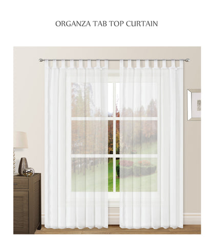 2 Panels Organza Tab Top Curtains Loop Drapes 140cm Wide 213/245cm Drop 6 colors