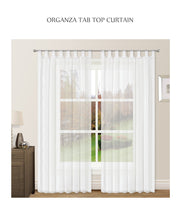 Organza Tab Top Curtains Loop Sheer Drapes Width 140cm Drop 213/245cm 2 Panels 6 colors