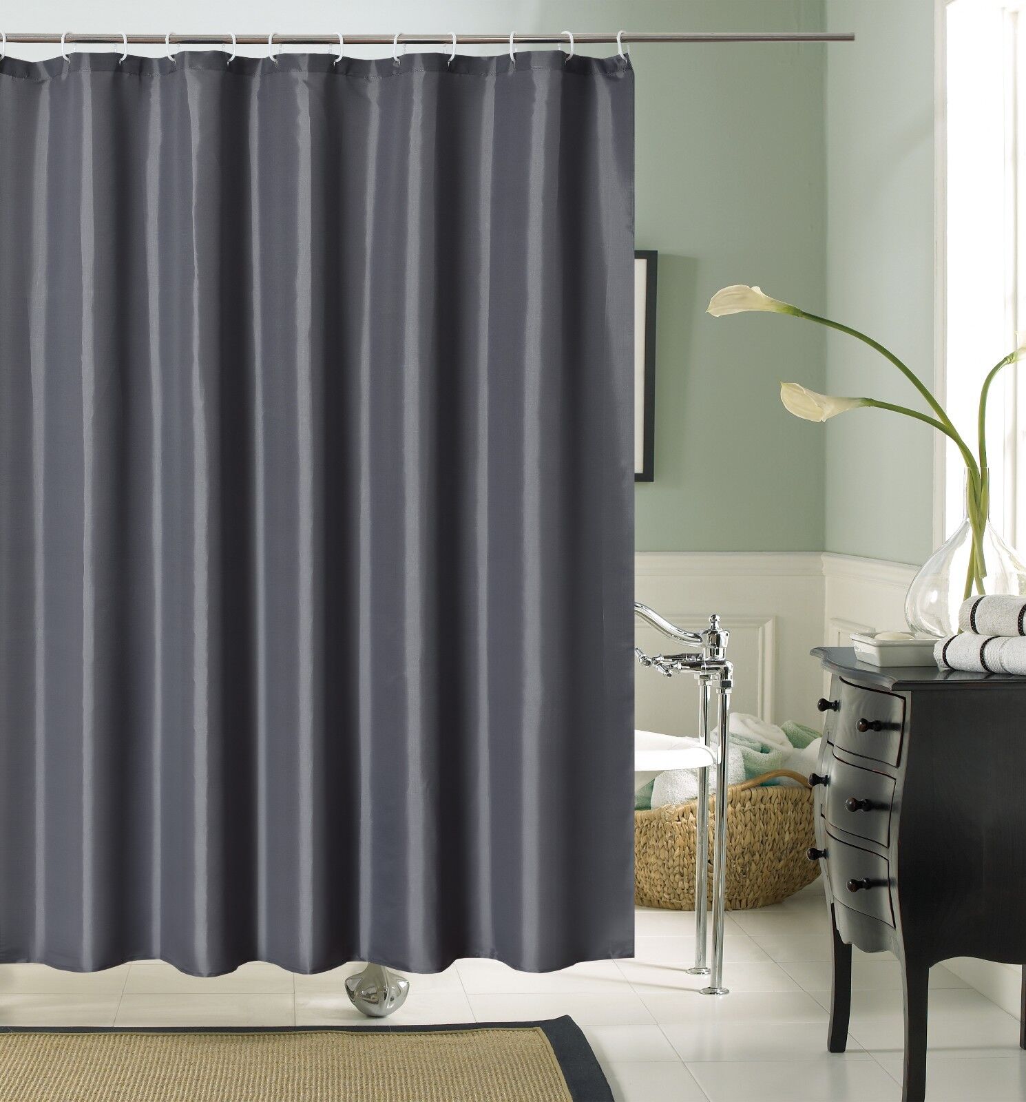 Shower Curtains Water Resistant  Bathroom Drapes  1 Panel With 12pcs Hooks