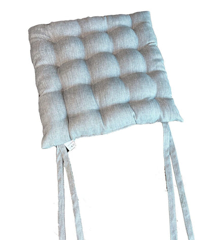 2PanelsChair Pad Faux Linen Seat Cushion Hand Stitch Dinning Chair Grey 40cm