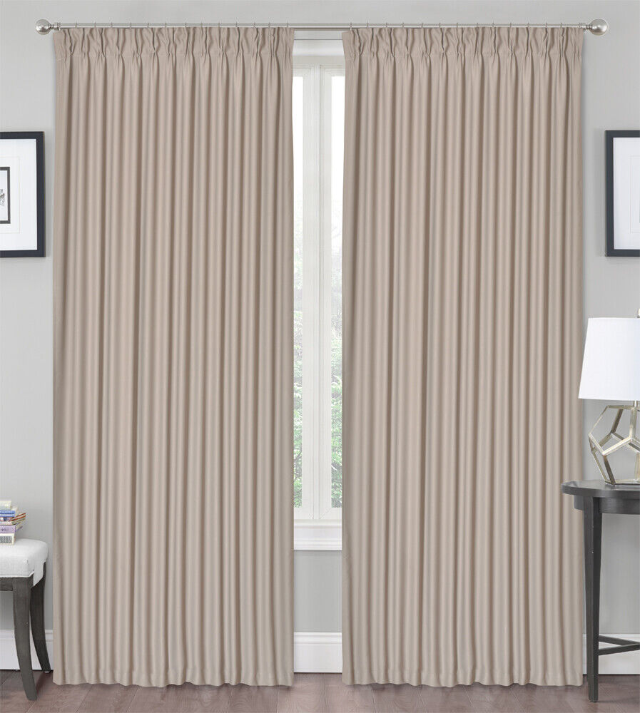 Blackout  Pinch Pleat Curtains  3-Layer Woven Blockout Drapes Room Darkening 160/230 Drop 1 Panel
