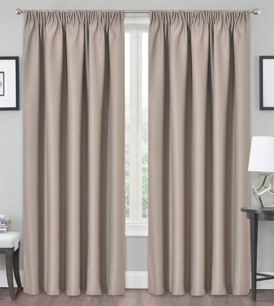 Blackout Curtains  Pencil Pleat 3-Layers Woven  Blockout  Drapes Room Darkening 213cm Drop 1 Panel