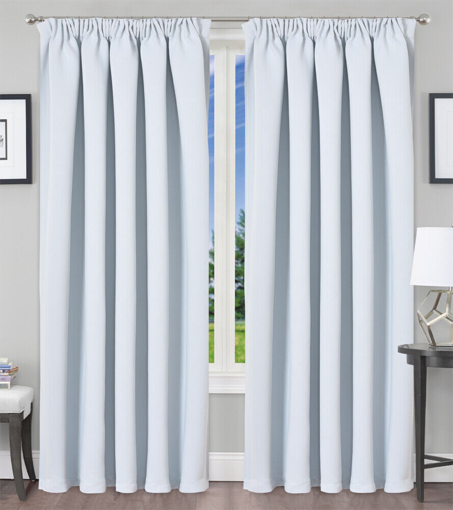 Blackout Curtains  Pencil Pleat 3-Layers Woven  Blockout  Drapes Room Darkening 213cm Drop 1 Panel