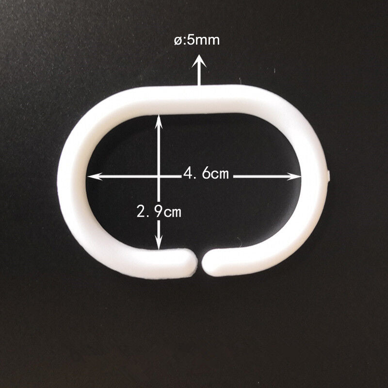 12PCS White Shower Curtain Rings Plastic Hooks Good Quality