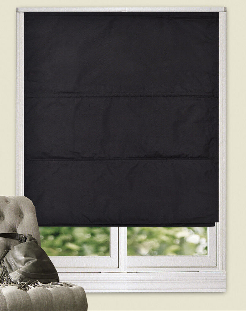 100% Blackout Roman Shade Flat Microfiber Blind Coated Thermal Insulation