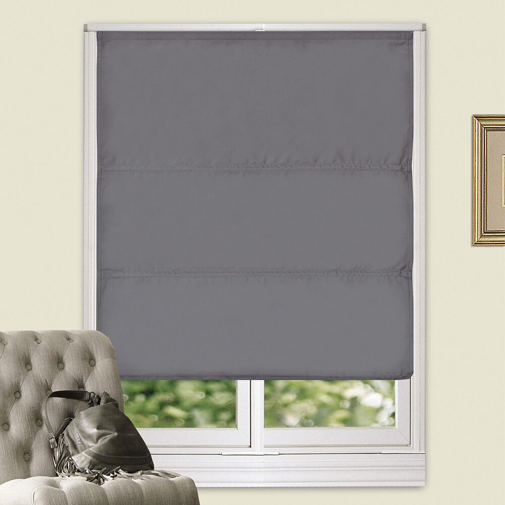 100% Blackout Roman Shade Flat Microfiber Blind Coated Thermal Insulation