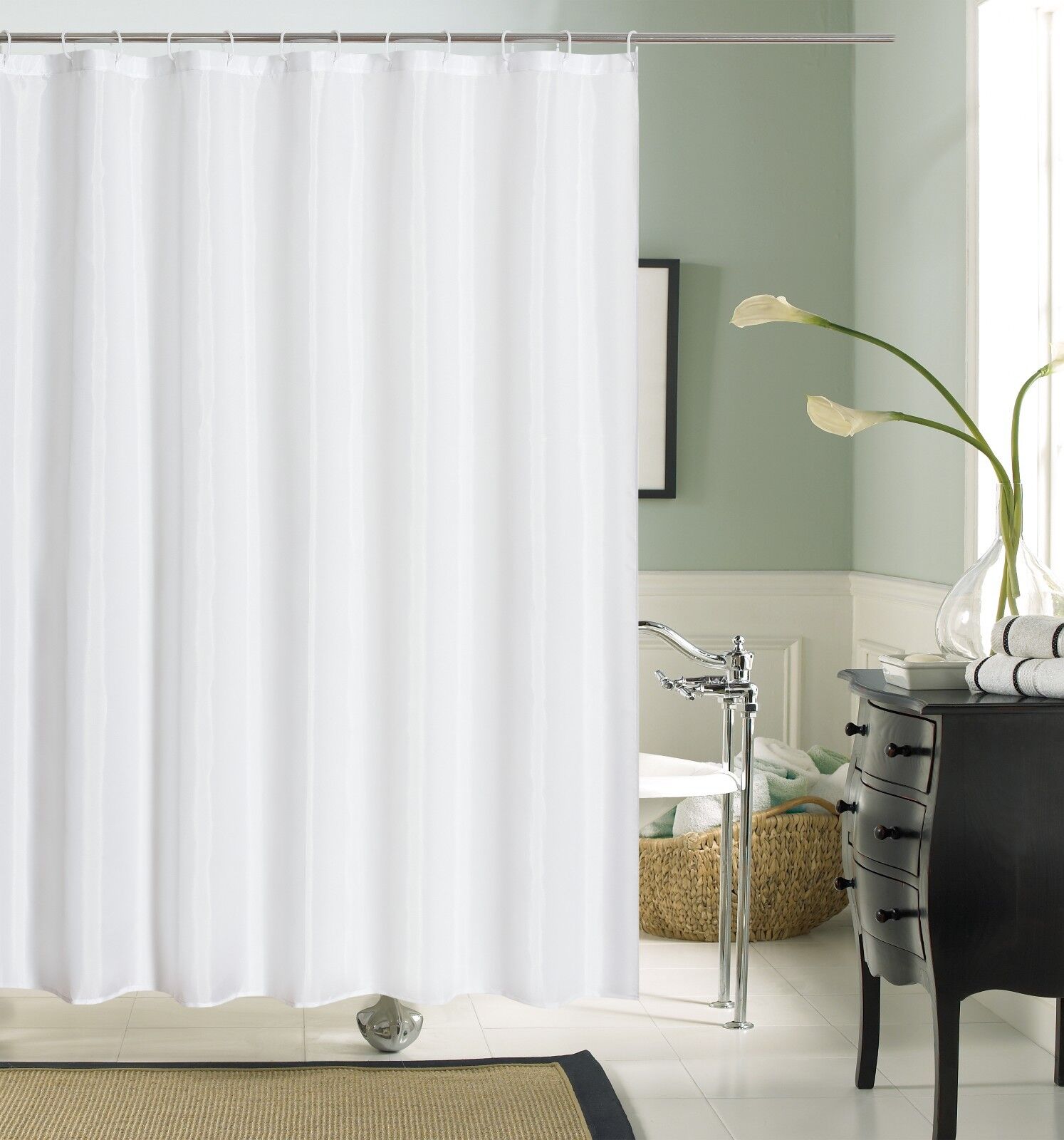 Shower Curtains Water Resistant  Bathroom Drapes  1 Panel With 12pcs Hooks