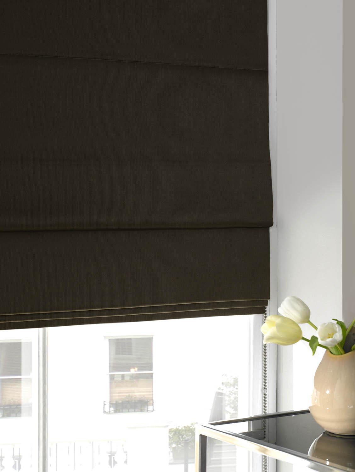 100% Blackout Roman Shade Flat Microfiber Blind Coated Thermal Insulation