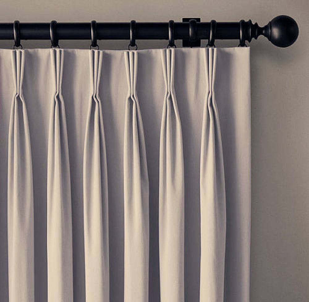 100% Blackout  Pinch Pleat Curtains Microfiber Coated Drapes Thermal Insulation Room Darkening - 2 Panels