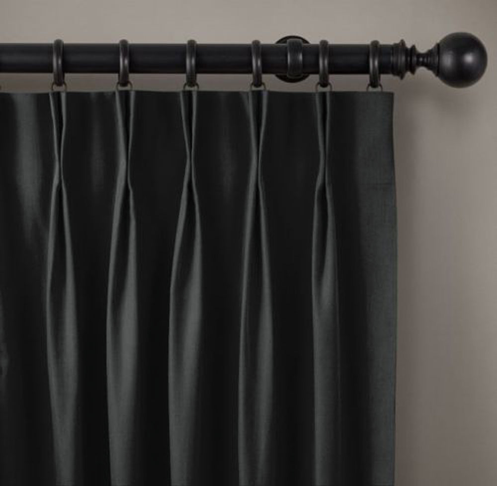 100% Blackout  Pinch Pleat Curtains Microfiber Coated Drapes Thermal Insulation Room Darkening - 2 Panels